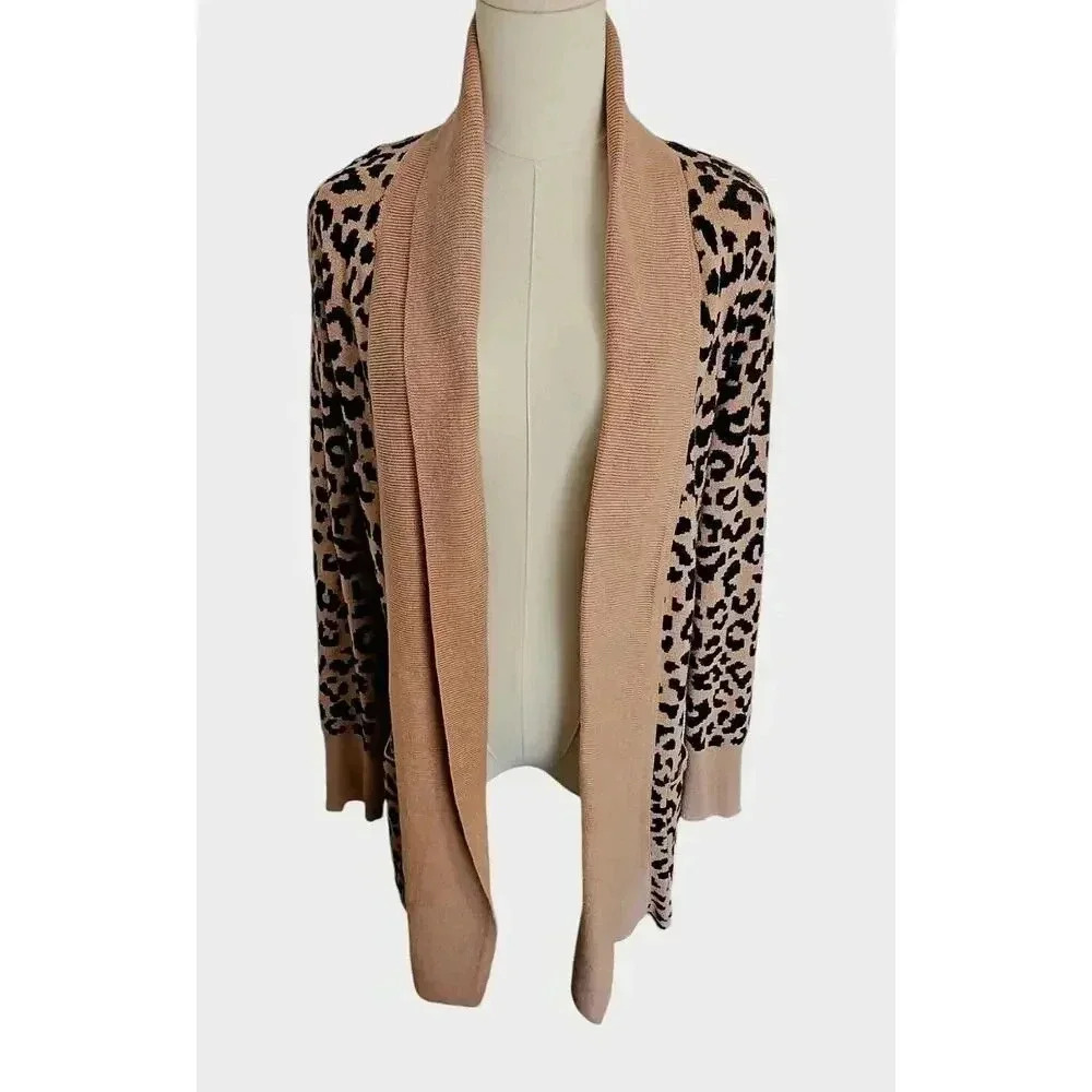 Ruby Moon Women's size MEDIUM Long Cheetah Print Cardigan Sweater